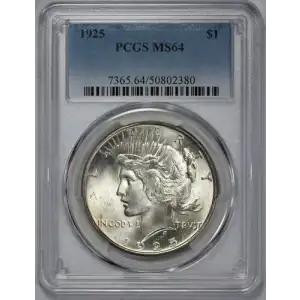 1925 S$1 Silver Peace Dollar PCGS MS64