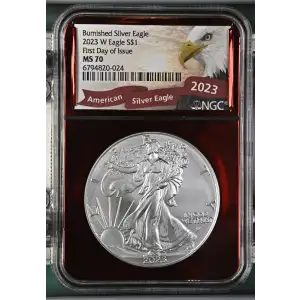 2023 W First Day of Issue Burnished Silver Eagle (2)