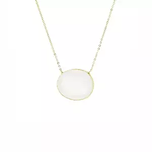 gold & white faceted glass necklace - Marlyn Schiff 