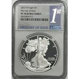 2022 W $1 Silver Eagle PF70UC First Day of Issue