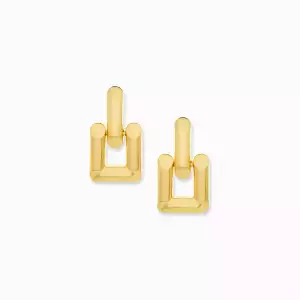 Gold-Large square link drop earring - Marlyn Schiff 