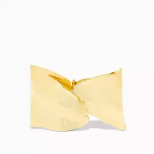 Gold wide overlap hammered cuff - Marlyn Schiff 