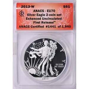 2013 - W - ANACS - EU70 - $1 Silver Eagle  (2)