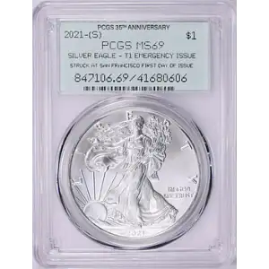 2021 - (S) - PCGS - MS69 - $1 Silver Eagle [B-1]