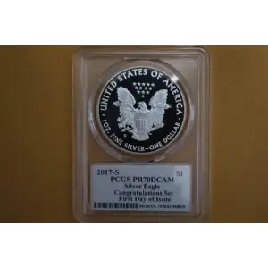2017-S $1 Silver Eagle Congratulations Set First Day of Issue, DCAM