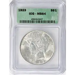 1923 ICG MS64 $1 PEACE