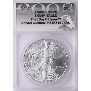 2008 - P - ANACS - MS70 - $1 Silver Eagle