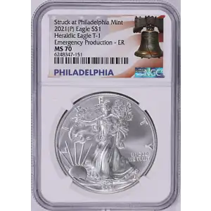 2021 - (P) - NGC - MS70 - $1 Silver Eagle [B-8]