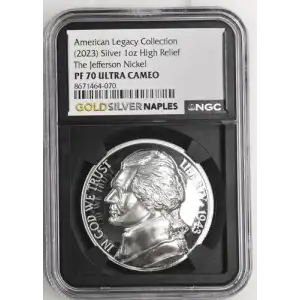 (2023) AR High Rel The Jefferson Nickel American Legacy Coll. 1oz  PF 70 ULTRA CAMEO