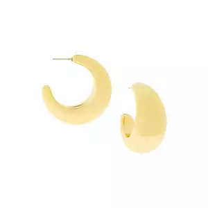 Gold-Large hollow crescent post hoop - Marlyn Schiff