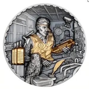 2023 $20 Science Lab - Steampunk Selective Gilt UHR Antique Finish 3oz Ag First Day of Issue