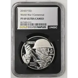 2018 P World War I Centennial S$1 PF 69 ULTRA CAMEO