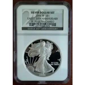 2006 W 20TH ANNIVERSARY SILVER DOLLAR SET OFFICIAL US MINT SET ULTRA CAMEO