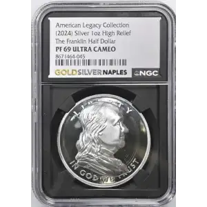 (2024) AR High Rel The Franklin Half Dollar American Legacy Coll. 1oz PF 69 ULTRA CAMEO