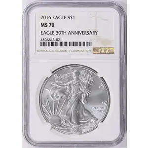2016 1 oz Silver Eagle  S$1 NGC MS70