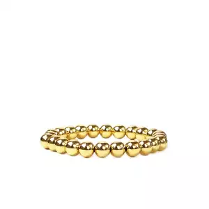 gold 8 mm metal beaded stretch bracelet - Marlyn Schiff 