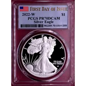 2022-W $1 Silver Eagle First Day of Issue, DCAM