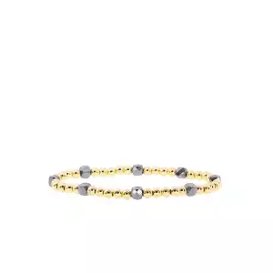 gold & hematite beaded ball bracelet with colored square beads - Marlyn Schiff 