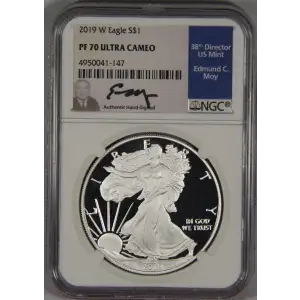 2019 W Eagle S$1 PF 70 ULTRA CAMEO Signed by Edmund C. Moy