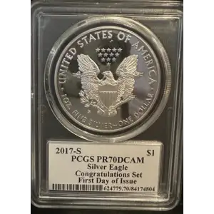 2017-S $1 Silver Eagle Congratulations Set First Day of Issue, DCAM