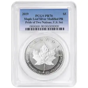 2019 $5 Maple Leaf Silver Modified PR Pride of Two Nations Set