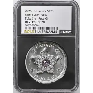 2025 Canada - Maple Leaf - UHR - Pulsating - Rose Gilt Reverse Pf 70