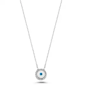 Round enamel evil eye necklace