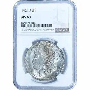 1921 S MORGAN DOLLAR MS63 NGC