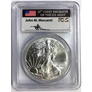 2015 $1 Silver Eagle First Strike Mercanti Signature