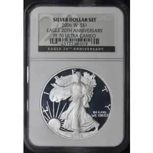 2006 W 20TH ANNIVERSARY SILVER DOLLAR SET OFFICIAL US MINT SET ULTRA CAMEO