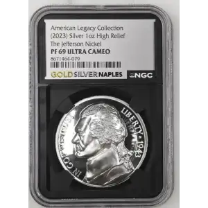 (2023) AR High Rel The Jefferson Nickel American Legacy Coll. 1oz PF 69 ULTRA CAMEO