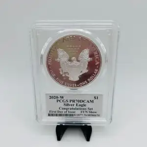 2020-W $1 Silver Eagle First Strike Mercanti Flag Signature, DCAM