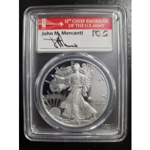 2019-S $1 Silver Eagle First Day of Issue Mint Engraver Series Mercanti, DCAM