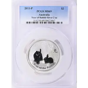2011-P $2 Year of the Rabbit 2oz Ag