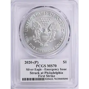 2020-(P) $1 Silver Eagle - Emergency Issue Struck at Philadelphia First Strike Jim Peed