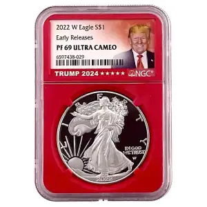 2022 W S$1 Silver Eagle PF69UC Early Releases Trump 2024 Red Label