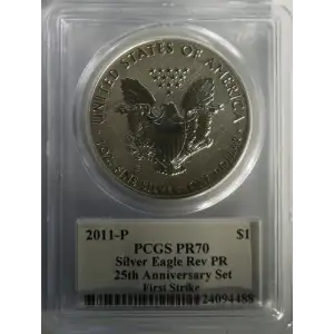 2011-P $1 Silver Eagle Rev PR 25th Anniversary Set First Strike