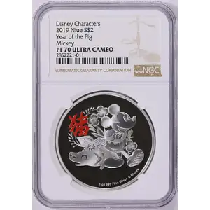 2019 - Niue - PCGS - PF70UC - $2 Year of the Pig Mickey