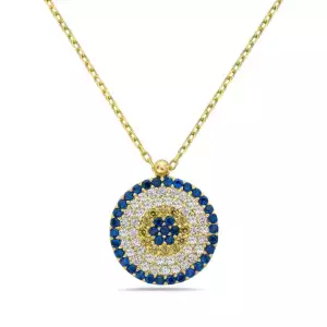 Yellow beta evil eye necklace
