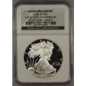 2006 W 20TH ANNIVERSARY SILVER DOLLAR SET OFFICIAL US MINT SET ULTRA CAMEO