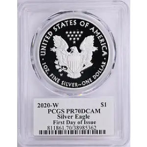 2020-W $1 Silver Eagle First Day of Issue Jim Peed, DCAM