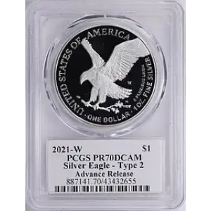 2021 - W - PCGS - PR70DCAM - $1 Eagle Type 2 Advanced Release