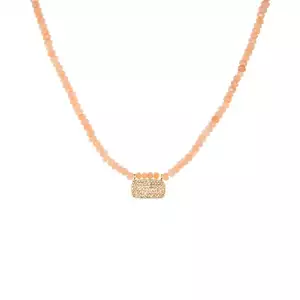 Peach Jade-Stone stretch w/ small dog tag - Marlyn Schiff 
