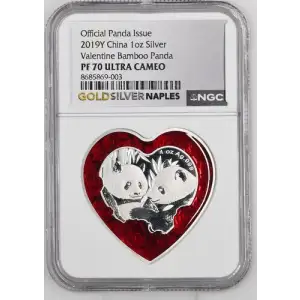 2019Y China Valentine Bamboo Panda 1oz Silver PF 70 UC