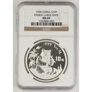 1996 China S10Y - Panda Large Date - MS 69- NGC