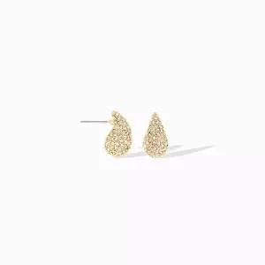 Gold-Pave elongated dome earrings - Marlyn Schiff 