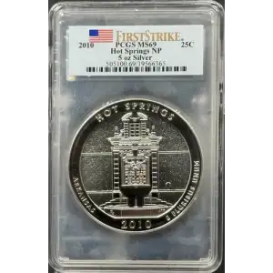 2010 25C Hot Springs NP 5 oz Silver - First Strike, DMPL