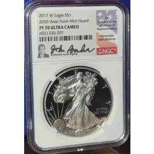 2017 W Eagle S$1 PF70UC 2020 West point Mint Hoard Signed