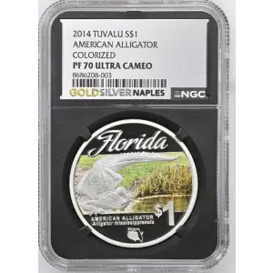 2014 TUVALU AMERICAN ALLIGATOR - COLORIZED PF70 UC