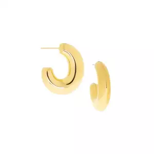 gold hollow C shaped hoop - Marlyn Schiff 
